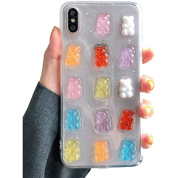 3D Clear Case Compatible with iPhone 15, Super Cute Cartoon Bears, Funny Creative Soft Protective Case Cover (Bears, iPhone 15)