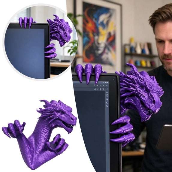 Ab Topper 3D Climbing Dragon Wall Art Sculpture, Resin Dragon Monitor Topper ...