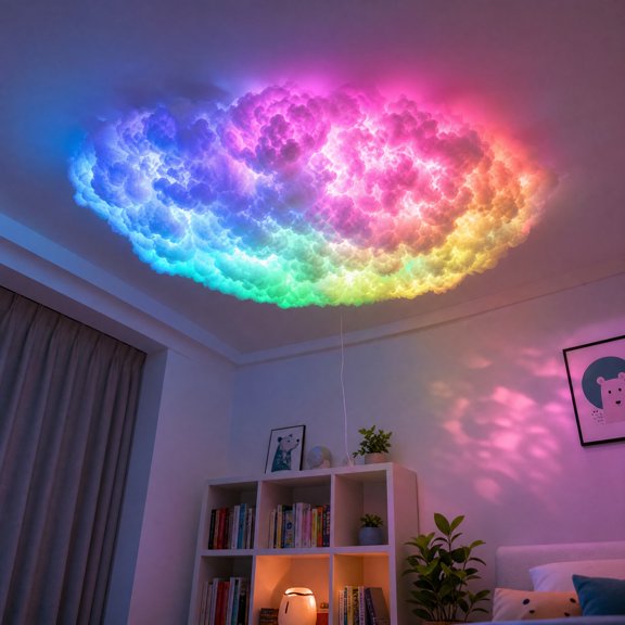 3D Cloud Ceiling Light with Remote Control,DIY USB-Powered Thundercloud LED Light Decor,RGB Night Light for Bedroom Gaming Room Dcor