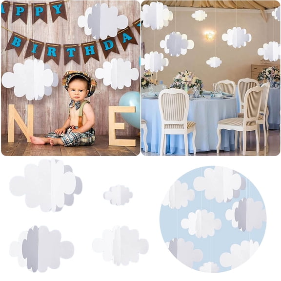 3D Cloud Decorations White Hanging Clouds For Ceiling Cloud Party Decorations Cloud Ornaments Hanging Ceiling For Art Stage Wedding Nursery Children Room Baby Baptism (4PCS)