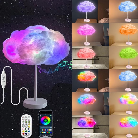 3D Cloud Lightning Lamp Night Light Desk Light Kit Music Sync Multicolor Changing Strip Lights Wireless Remote APP,NO DIY,Coolest Decorations lamp for Adults Kids Home Bedroom