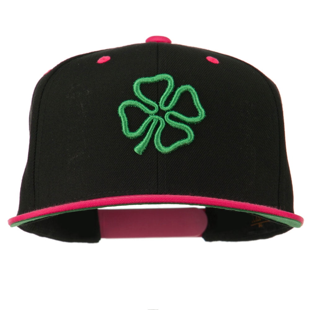 3D Clover Embroidered Two Tone Snapback Cap - Black Pink OSFM - Walmart.com