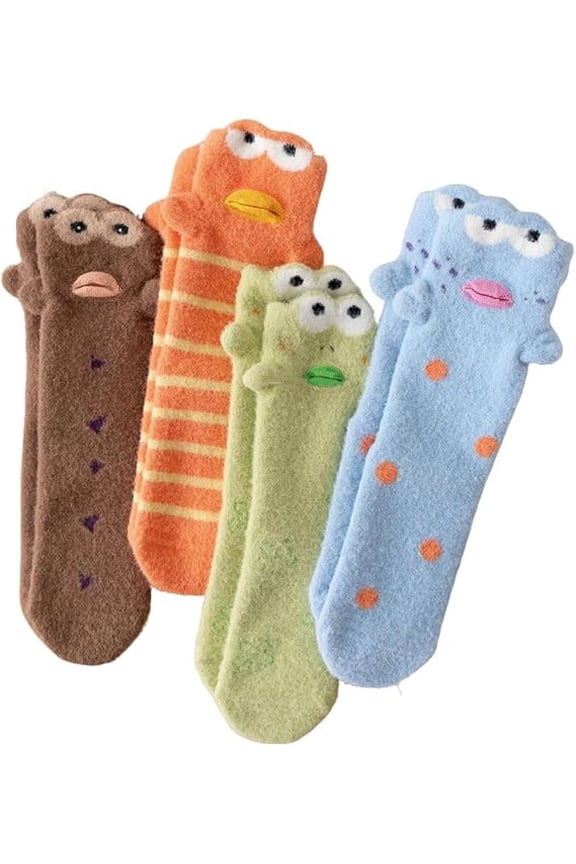 3D Clownfish Fuzzy Socks for Women, Cute Cartoon Animal Sleep Socks, Ultra Soft Warm Winter Non-Slip House Socks(wwx)