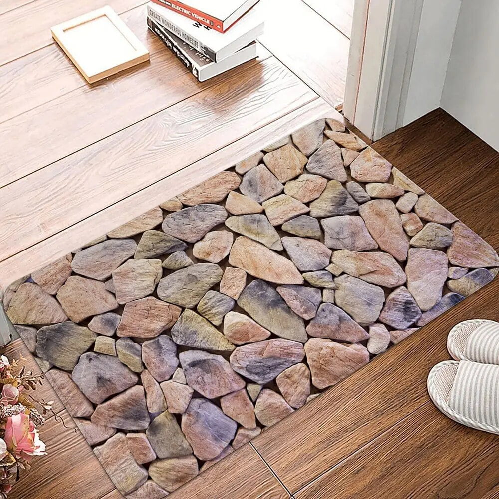 3D Cobblestone Welcome Home Pattern Entrance Door Mat Bathroom Living ...