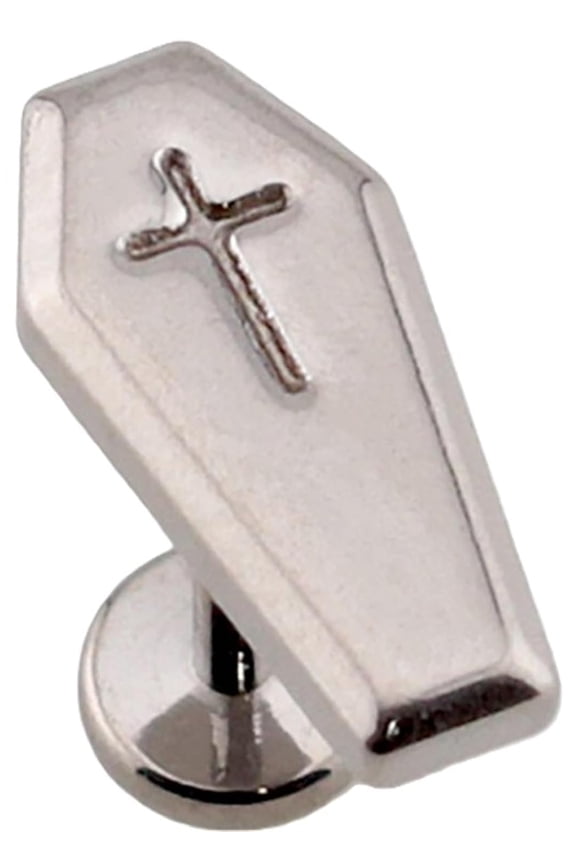 3D Coffin Threadless Labret Stud 18G Implant Grade Titanium