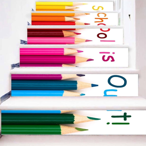 3D Color Brush Pattern Self Adhesive Stair Stickers Waterproof PVC Step Decals Floor Wall Mural Home Decoration Pack of 6 (7.1 x 39.4 in / 18 x 100 cm)
