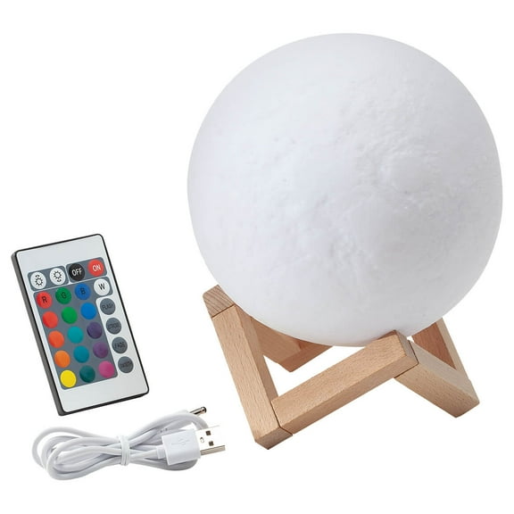 3D Color-Changing Moon Lamp - 16 Colors - Remote Control - Realistic Moon Surface - Rechargeable - Space Gift - USB Charging - 6.5" Diameter - 100% PS