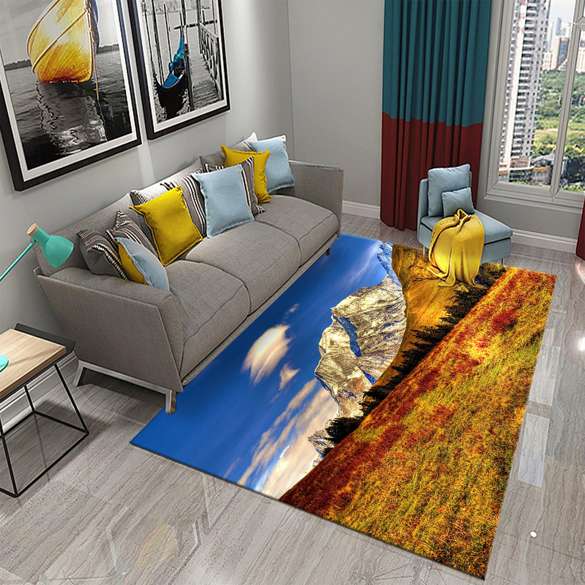 3D Color Hill Landscape Carpet Kitchen Mat Living Room Entrance Doormat