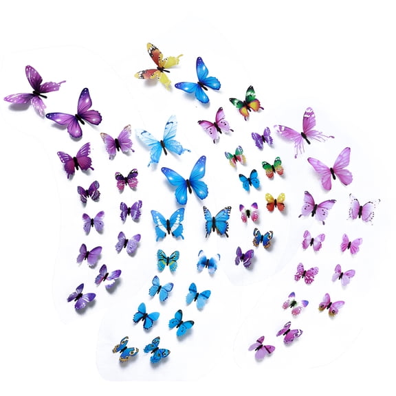 3D Colorful Butterfly Wall Stickers DIY Art Decor Crafts for Party Nursery Classroom Offices Kids Girl Boy Baby Bedroom Bathroom Living Room Magnets and Glue Sticker Set