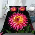 3D Colorful Dahlias Flower Duvet Cover with Pillowcases Polyester Quilt