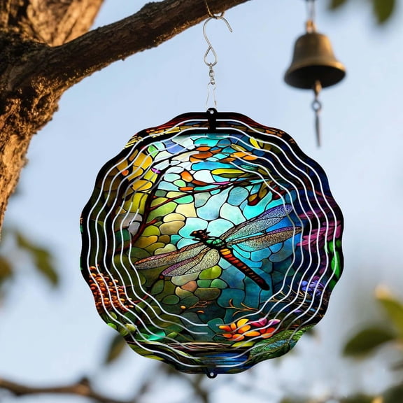 3D Colorful Dragonfly Wind Spinner - 360-Degree Rotating Garden Spinner, Metal Garden Art, Bright Outdoor Decor, Housewarming Gifts