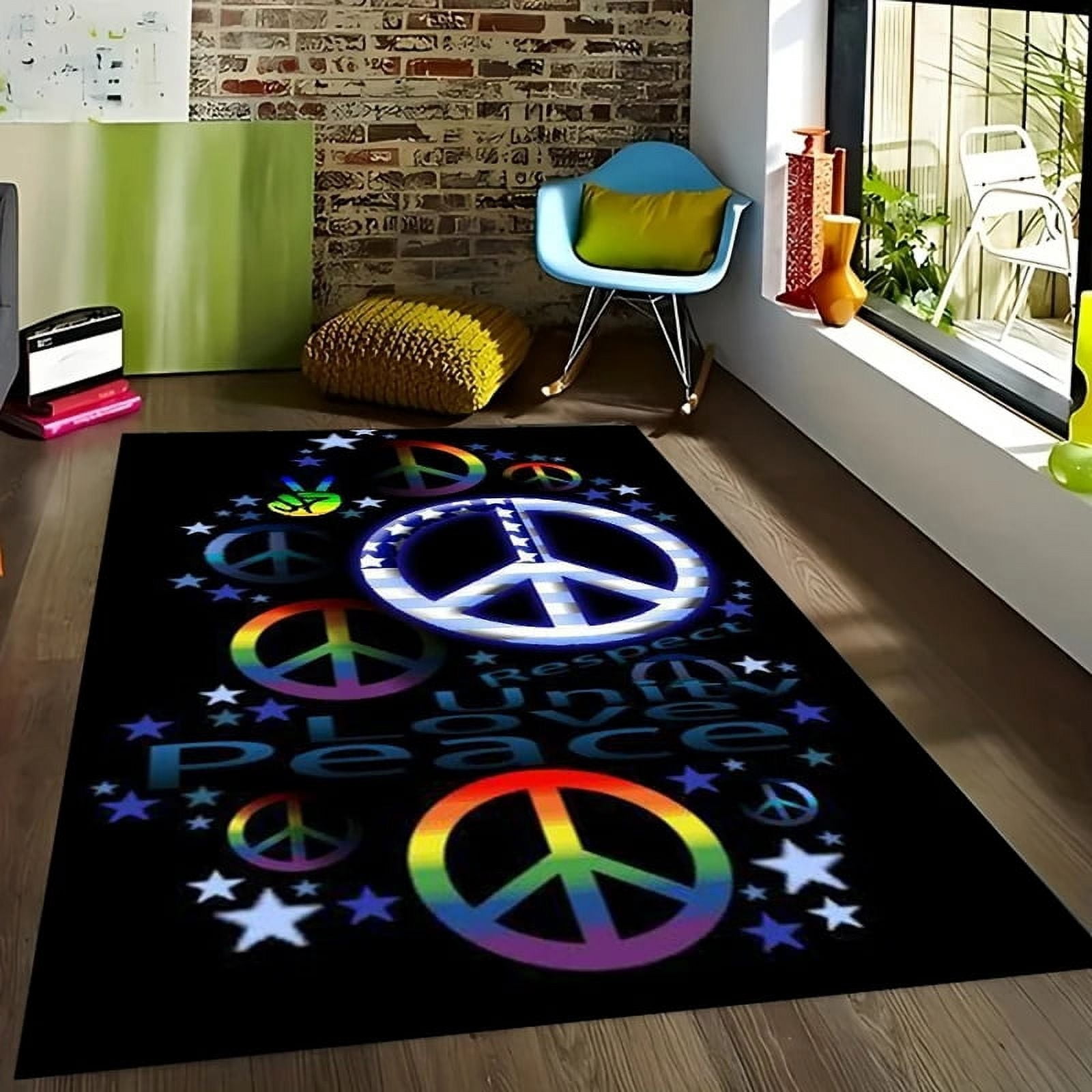 3D Colorful Peace Carpet for Bathroom Kitchen Door Entrance Mats Non ...