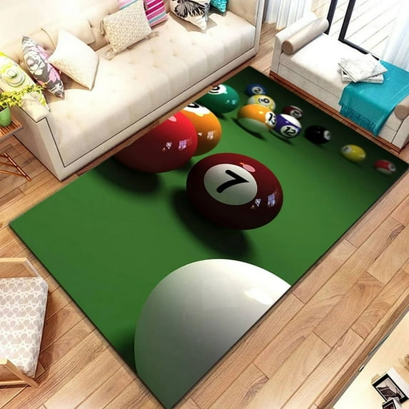 3D Colorful Snooker Billiard Carpet Ball Sports Area Rug for Living Dining Room Bedroom Decor Floor Rug Bathroom Non-Slip Rugs