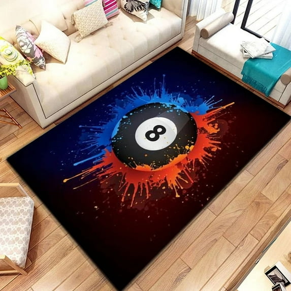 3D Colorful Snooker Billiard Carpet Ball Sports Area Rug for Living Dining Room Bedroom Decor Floor Rug Bathroom Non-Slip Rugs