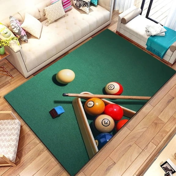 3D Colorful Snooker Billiard Carpet Ball Sports Area Rug for Living Dining Room Bedroom Decor Floor Rug Bathroom Non-Slip Rugs
