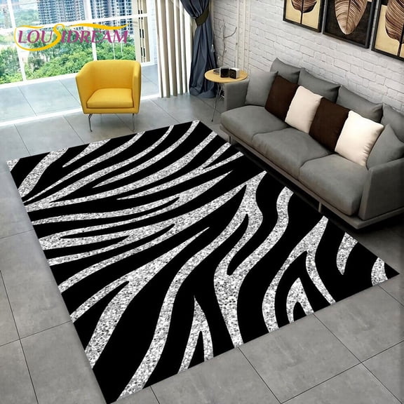 3D Colorful Zebra Pattern Area Rug Carpet Rug for Living Room Bedroom Sofa Office Doormat Decoration Non-slip Floor Mat