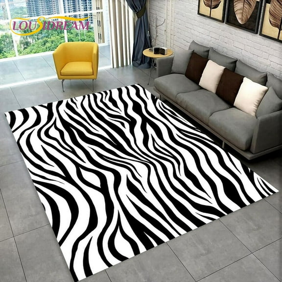 3D Colorful Zebra Pattern Area Rug Carpet Rug for Living Room Bedroom Sofa Office Doormat Decoration Non-slip Floor Mat