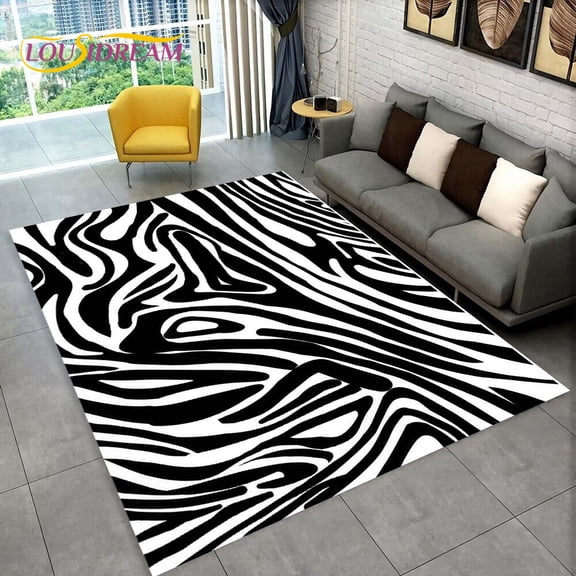 3D Colorful Zebra Pattern Area Rug Carpet Rug for Living Room Bedroom Sofa Office Doormat Decoration Non-slip Floor Mat
