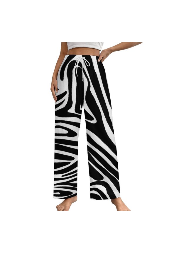 3D Colorful Zebra Pattern Pajamas For Women Loose Retro Night Pajama Pants Comfortable Sleepwear Bottoms Homewear