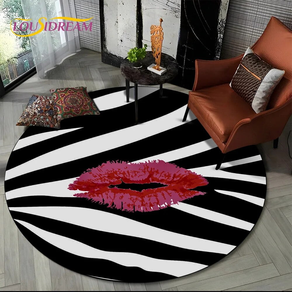 3D Colorful Zebra Stripe Print Pattern Round Carpet Rug for Living Room