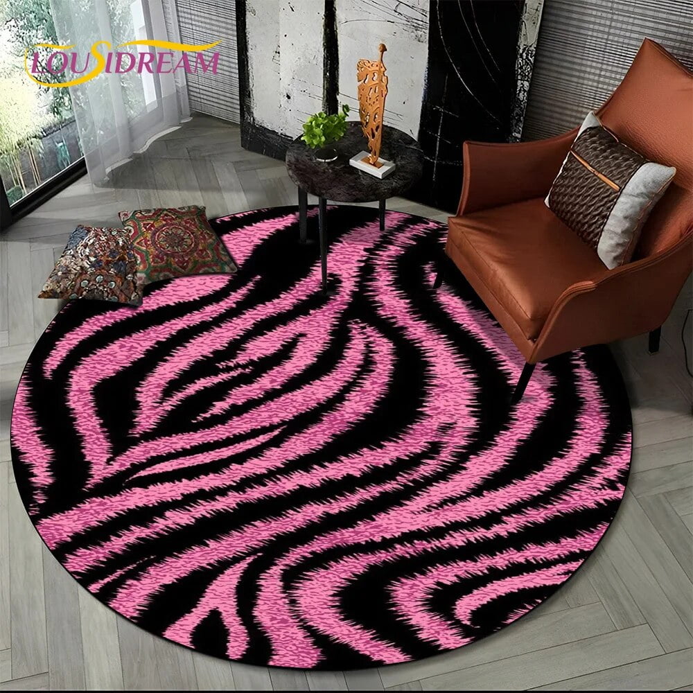 3D Colorful Zebra Stripe Print Pattern Round Carpet Rug for Living Room