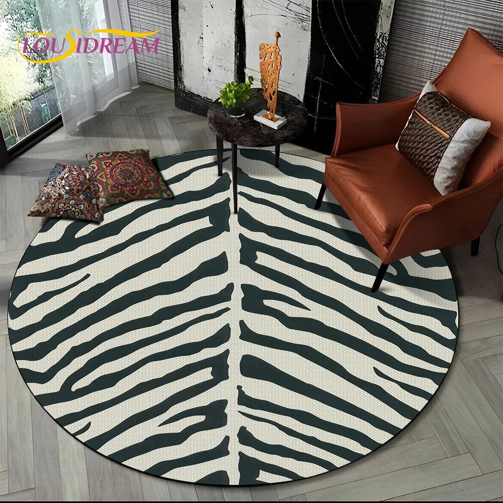 3D Colorful Zebra Stripe Print Pattern Round Carpet Rug for Living Room