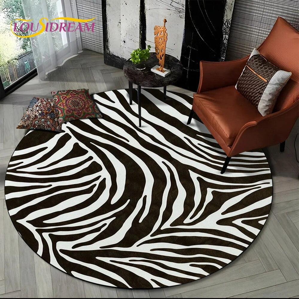 3D Colorful Zebra Stripe Print Pattern Round Carpet Rug for Living Room