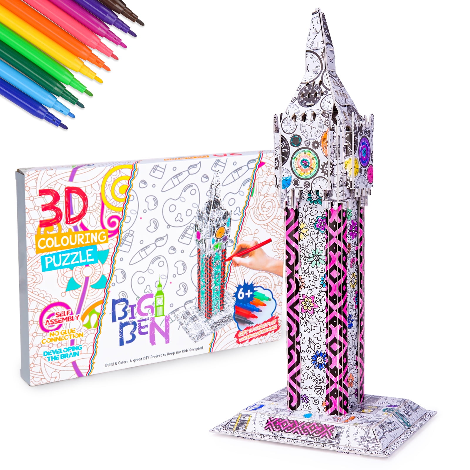Dream Fun Painting Puzzle Toy for Girls Age 8-12,Coloring Pencils Gifts for  10-12 Year Old Girls Boys Arts Drawing Kit 3D Pens DIY Art Toys for 6-10  Year Old Kids Coloring Flowers
