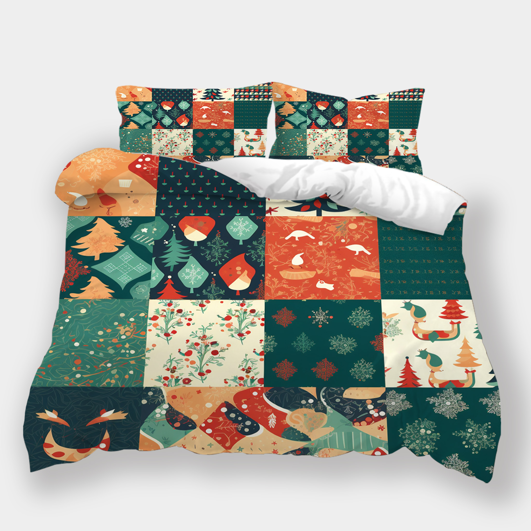 3D Comforter Cover Suit Cartoon Flowers Bedspreads Christmas Trees