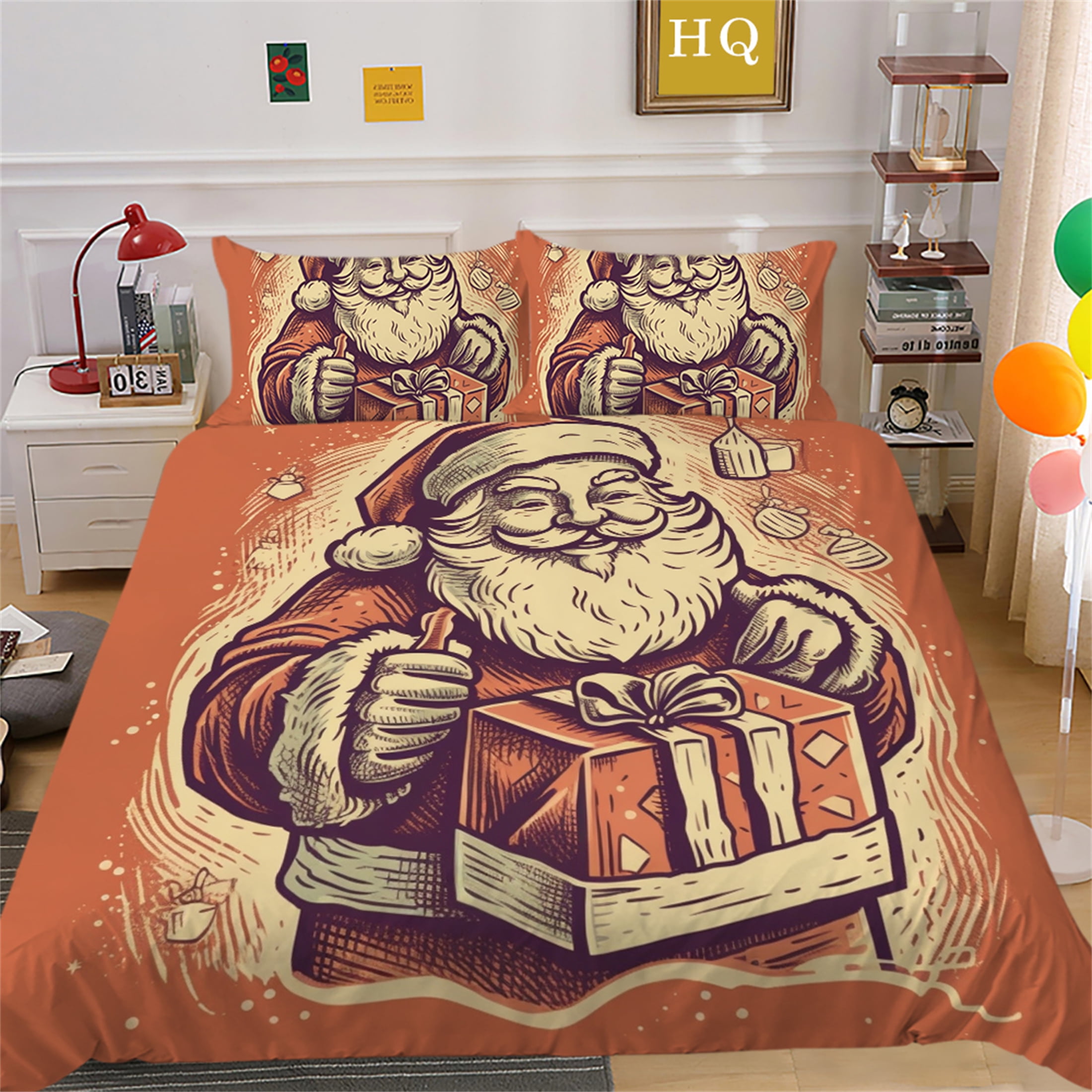 3D Comforter Covers Christmas Gifts Red Bedclothes Cartoon Santa Claus ...