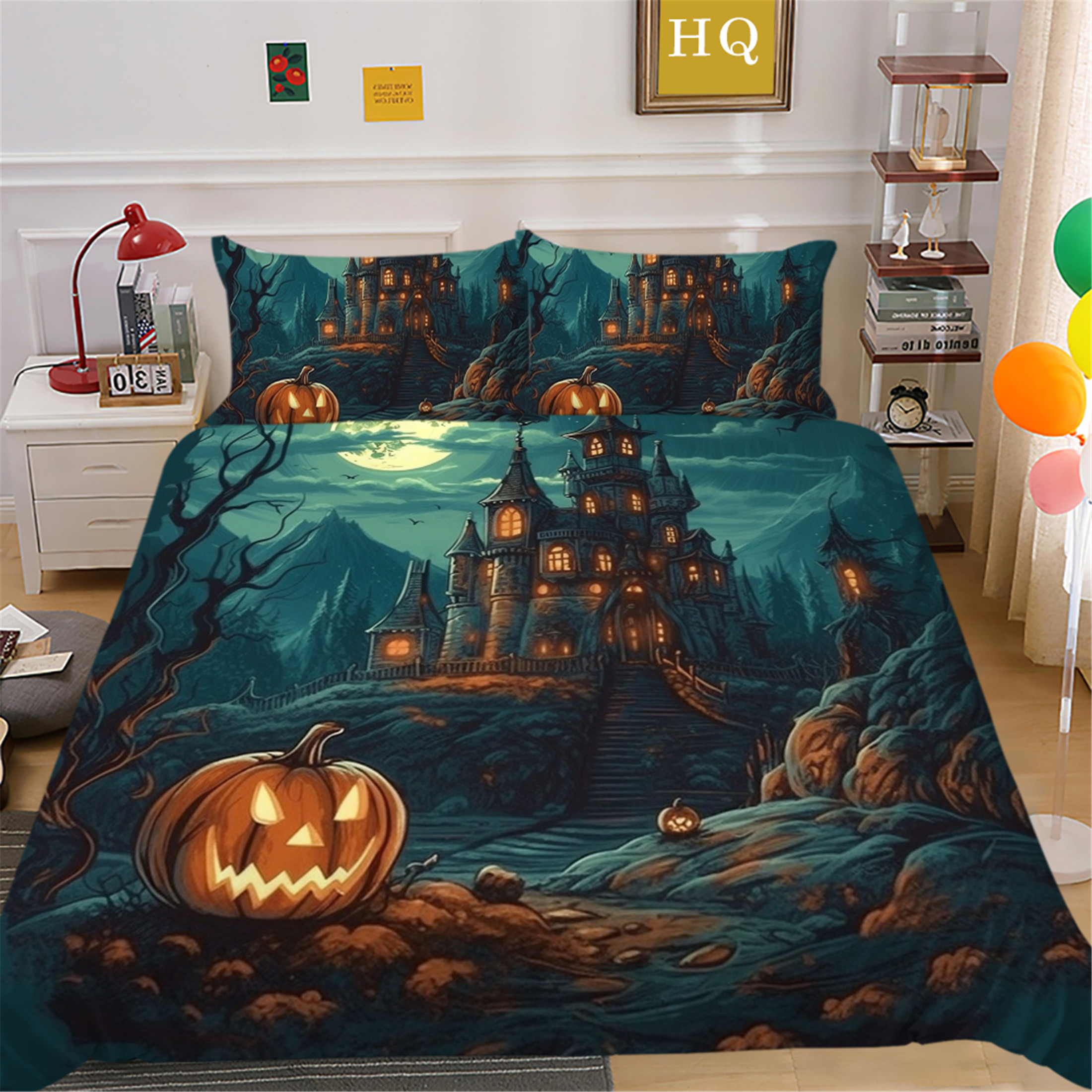 3D Comforter Quilt Cover Set Luxury Adult Halloween Home Bedclothes