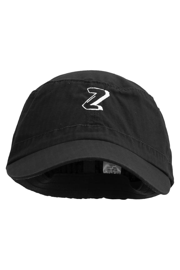 3D Comic Letter Z Design Embroidered Big Size Fitted Ripstop Cotton Military Army Cap - Black 2XL-3XL