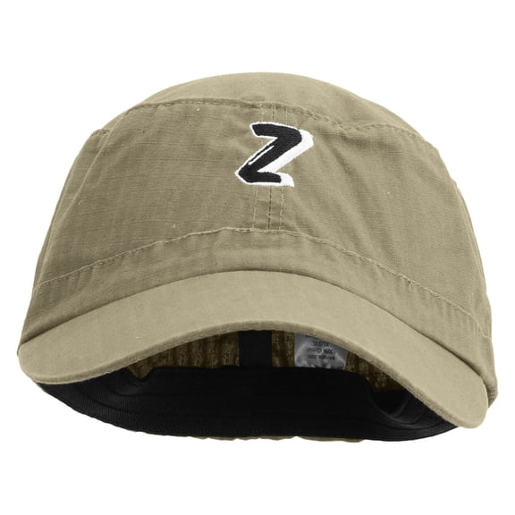3D Comic Letter Z Design Embroidered Big Size Fitted Ripstop Cotton Military Army Cap - Khaki 2XL-3XL