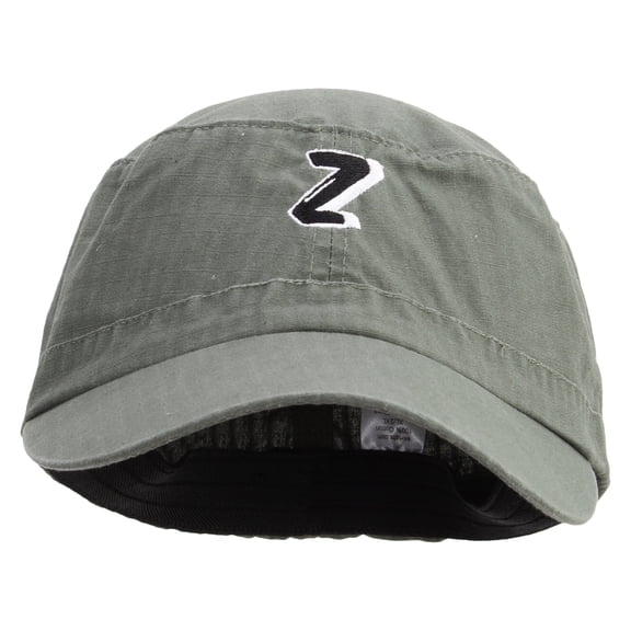 3D Comic Letter Z Design Embroidered Big Size Fitted Ripstop Cotton Military Army Cap - Olive 2XL-3XL