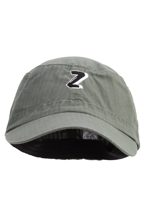 3D Comic Letter Z Design Embroidered Big Size Fitted Ripstop Cotton Military Army Cap - Olive 2XL-3XL