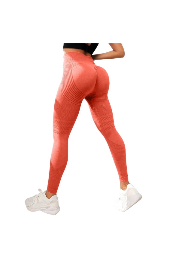 3D Compression Legging Womens - Resistance Leggings Resistance Band Leggings High - Waisted & Stretchy Yoga Pants Orange S