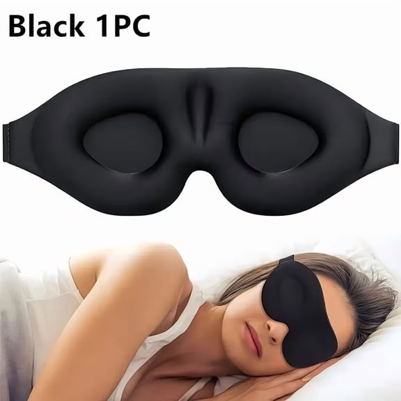 3D Contoured Black Sleep Mask, Zero Eye Pressure Eye Cover with Adjustable Strap, Soft Travel Sleeping Mask for Deep Sleep, 1 Pack