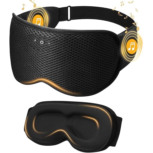 3D Contoured Sleep Mask with Bluetooth Headphones, Eye Masks for Sleep, Sleeping Headphones, Sleeping Mask with Ultra-Thin Stereo Speakers for Men, Women, Tech Gifts - Black