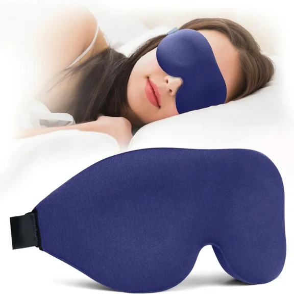 3D Contoured Sleep Mask, Zero Pressure Eye Mask with Deep Cavities, Ultra Soft Light Blocking Eye Cover for Travel, Shift Work, Naps, Adjustable Strap, Comfortable Night Blindfold