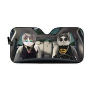 3D Cool Hoodie Couple Cats Car Auto Sunshades Windshield Heat Protection, Pet Cat Sun Shades Univeral Fit Cars Suv Truck