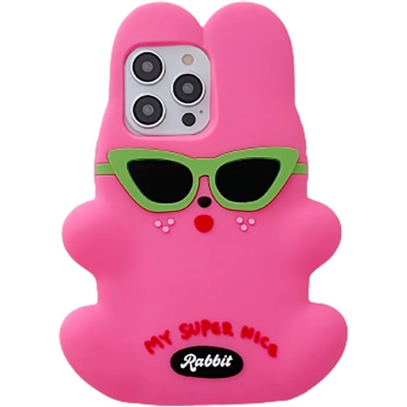 3D Cool Rabbit Case for iPhone 14 Pro Max 6.7",3D Creative Cartoon Cool Sunglasses Rabbit Case for Women Girls Teens Kids,Cute Kawaii Character Bunny Soft Silicone Case for iPhone 14 Pro Max 6.7 inch