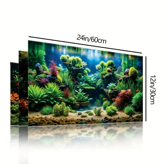 3D Coral Reef Aquarium Background Sticker, Realistic Underwater Scene with Fish Design, Reusable Adhesive Easy Apply, HD Blue Ocean Decor for Saltwater Freshwater Fish Tanks
