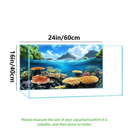 3D Coral Reef Aquarium Background, Vibrant Orange Pink Coral Design, Reusable Adhesive Easy Apply, Saltwater Freshwater Fish Tank Decor, HD Ocean Scene