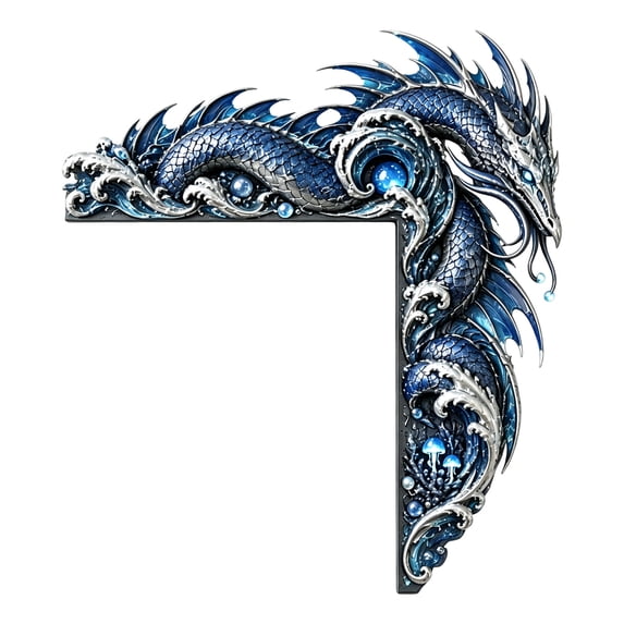 3D Corner Wall Art with Exquisitely Detailed Blue Dragon Design, for ...
