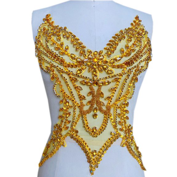 Rhinestones Decorative Patches Sew On Appliques Patches Hand Beaded Patches for Clothes Wedding Dresses Decoration