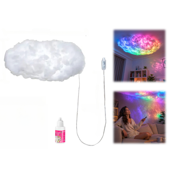 3D Cotton Thundercloud LED Light, Creative DIY Thunder Cloud LED Decor Light, Bluetooth Remote Control Ceiling Hanging Ambient Light for Teen Bedroom