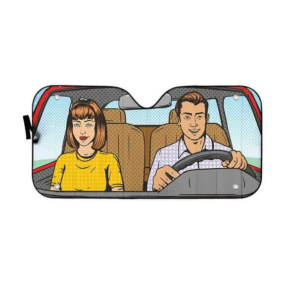 3D Couple Pop Art Car Auto Sunshades Windshield Heat Protection Sun Shades Univeral Fit Cars Suv Truck