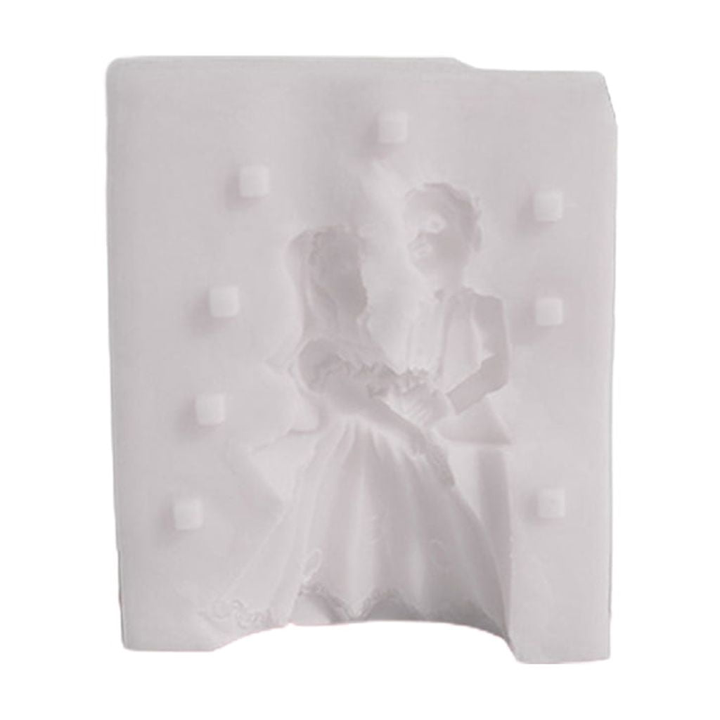 3D Couple Silicone Candle Mold Bride Groom Fondant Soap Chocolate Cake Mould for Wedding Valentines Day Gift Decoration