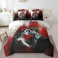 thumbnail image 1 of 3D Couple Skull Bedding Set King Size,Romantic Gothic Lover Comforter Set,Valentine'S Day (Comforter+Fitted+Flat Sheet+2 Pillowcases+2 Throw Pillow Covers) 7 Pieces Blood Print Bed Set, 1 of 5