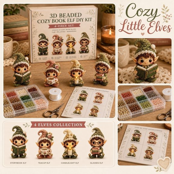 3D Cozy Book DIY Bead Kit Craft Set and Jewelry Making Kit Colorful Acrylic Beads Creative Toy Easter Gifts and Easter Basket Stuffers for Girls Spring Break, B